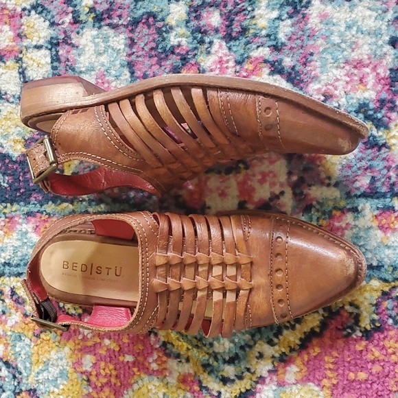 Bedstu Kennya Brown Leather Pointy Toe Flats - Picture 6 of 7